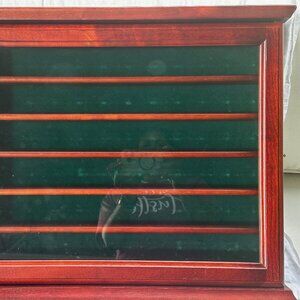 Golf Ball Cabinet Cherry Wood Hinged Glass Door - 54 Green